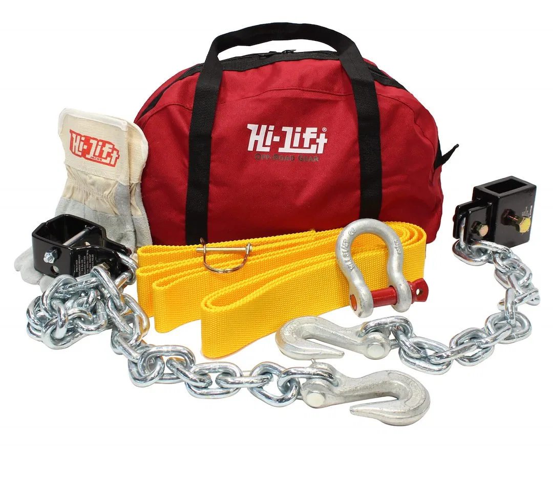 ORK – HI-LIFT JACK Winch Rigging Kit, With 1 Winch Tensioner/ 1 Eight Foot Tree Saver Strap/ 1 Pair Hi-Lift Gloves/ D...
